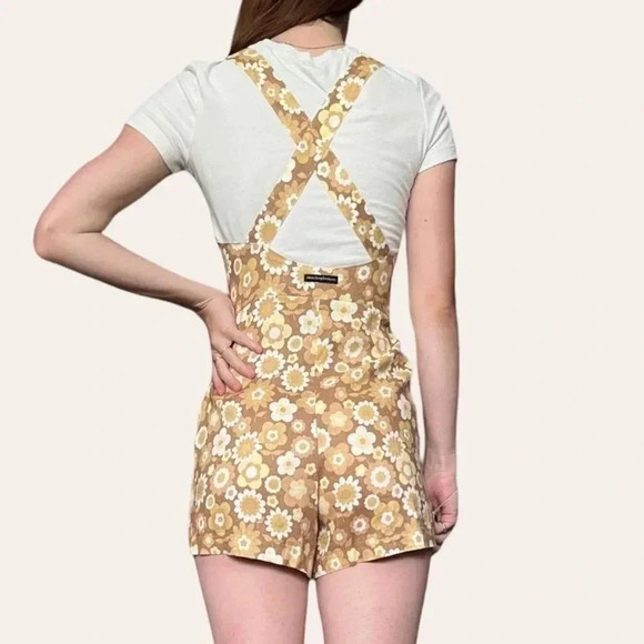Afends NWT sustainable hemp retro floral overalls - MJ Playsuit in Sienna - Picture 4 of 8